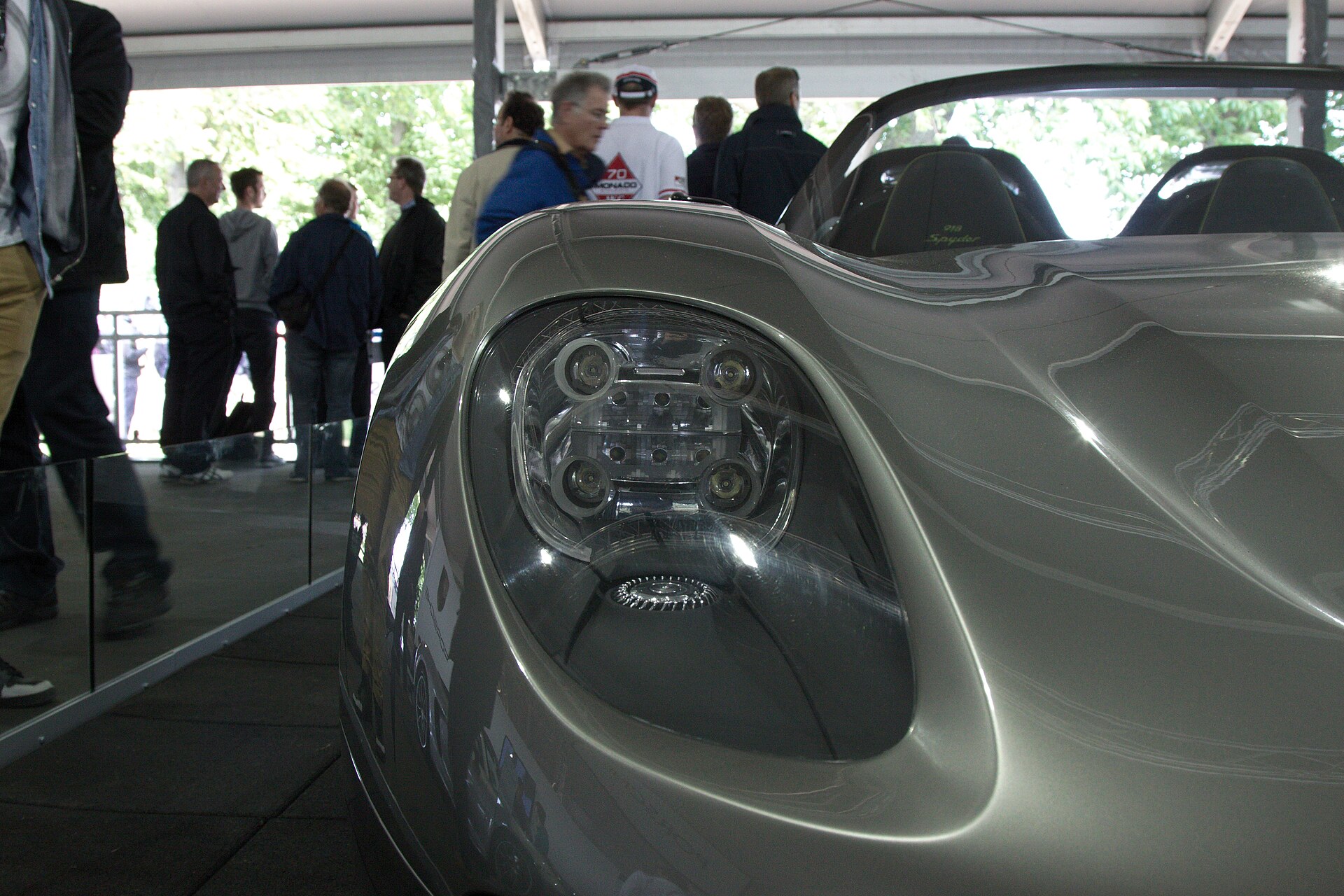 Close-up photo of a Porsche 918 LED headlight